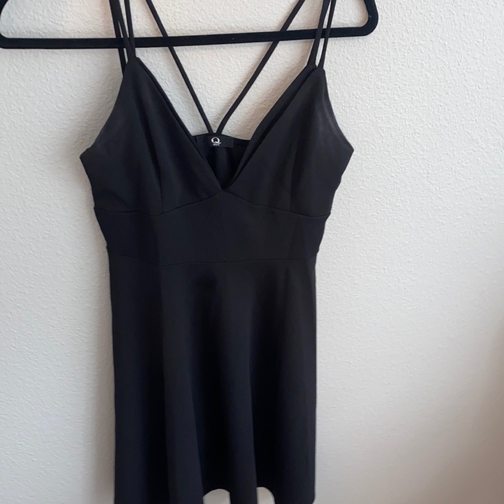 Strappy fit and flare black dress